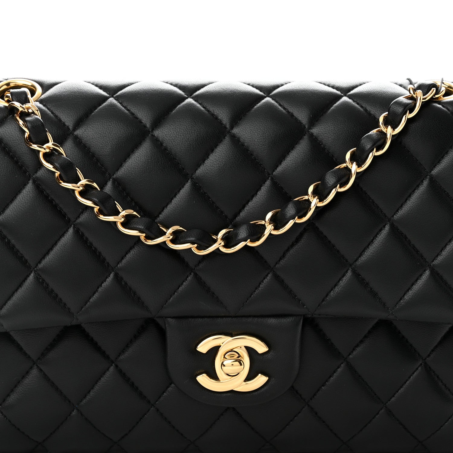 Chanel Lambskin Quilted Medium Double Flap Black 7 of 10