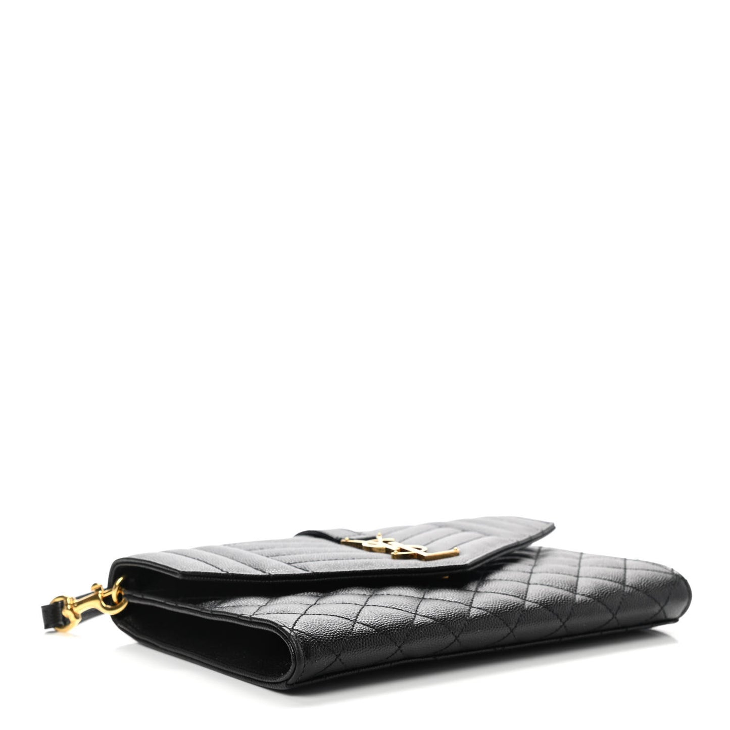 Grain De Poudre Textured Mixed Matelasse Triquilt Monogram Clutch Black