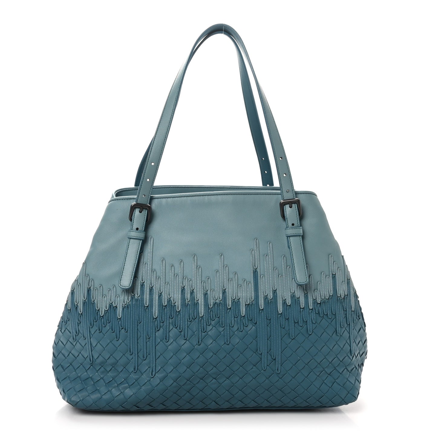 Nappa Intrecciato Medium Flow Wave Tote Blue