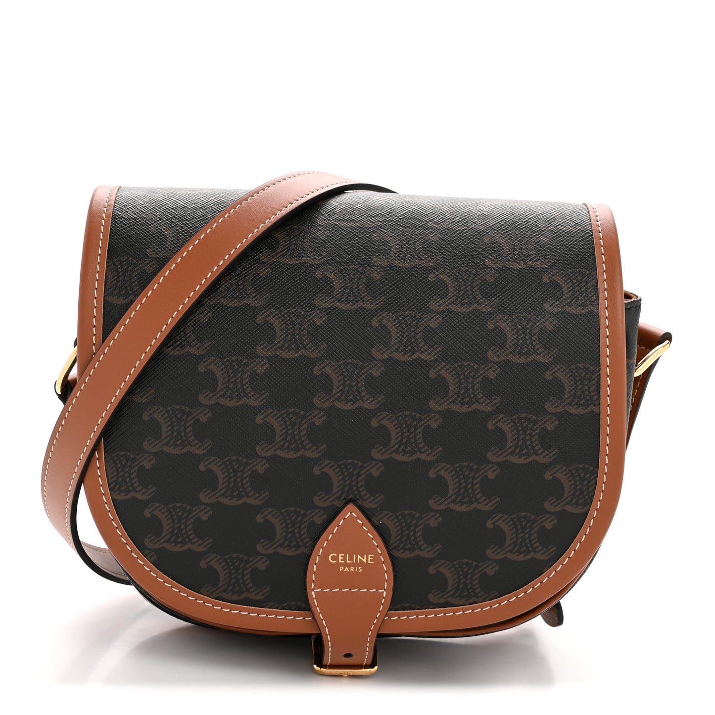 Triomphe Canvas Medium Folco Bag Tan