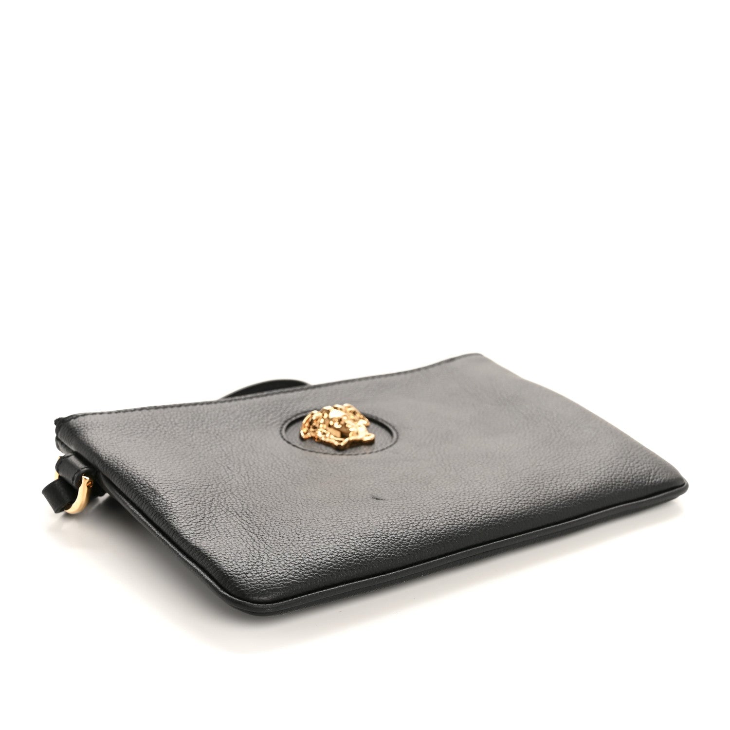 Versace Grained Calfskin Medusa Wrist Zip Pouch Black 4 of 6