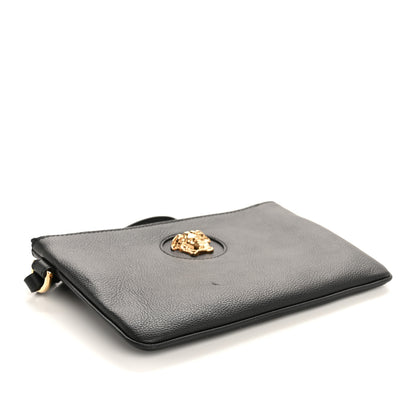 Versace Grained Calfskin Medusa Wrist Zip Pouch Black 4 of 6
