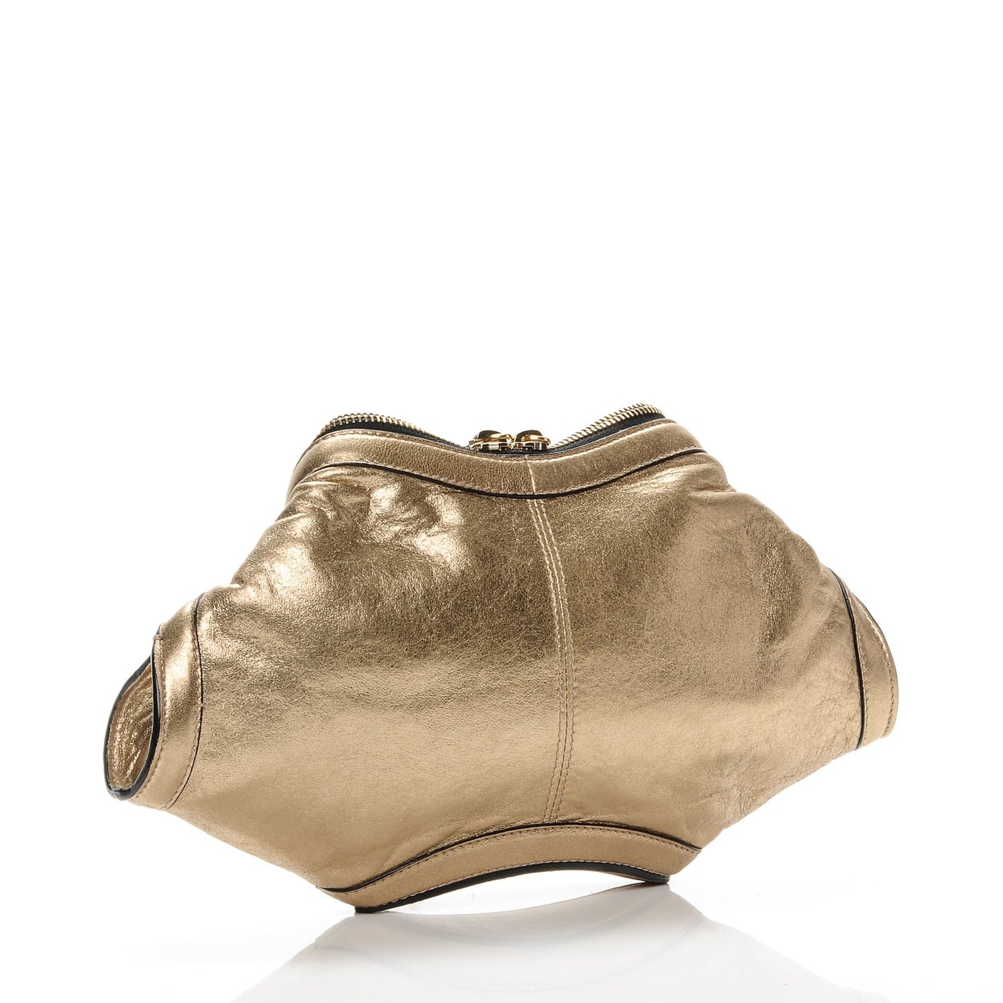 Metallic Lambskin De Manta Clutch Gold