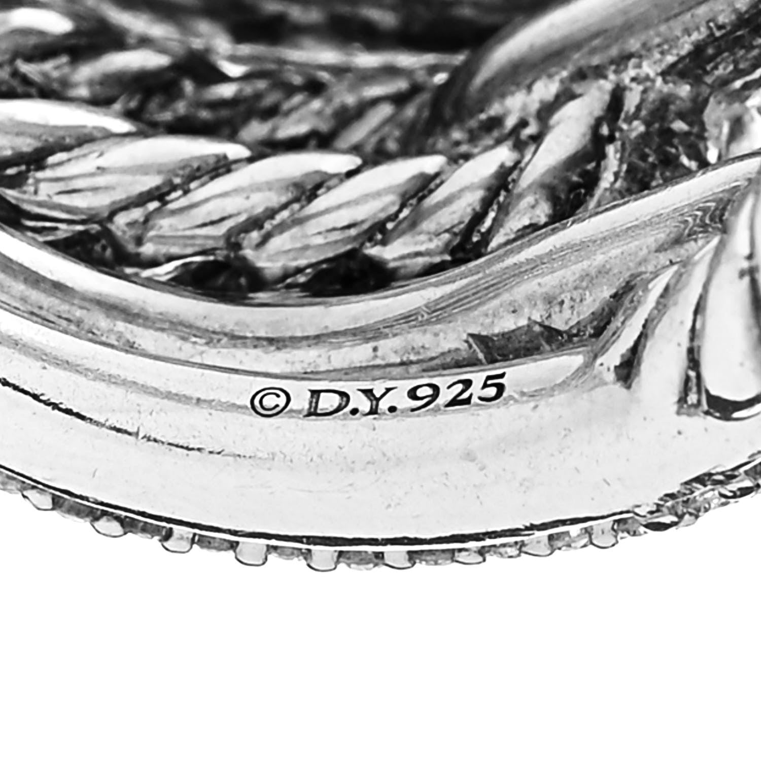 David Yurman Sterling Silver Diamond 19mm Labyrinth Triple Loop Ring 57 8 4 of 4