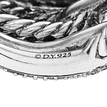 David Yurman Sterling Silver Diamond 19mm Labyrinth Triple Loop Ring 57 8 4 of 4