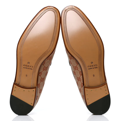 Gucci Canvas GG Monogram Horsebit Mens Jordaan Loafers 9 Beige Ruggine Light Brown 4 of 4