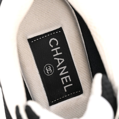 Chanel Mesh Suede Grained Calfskin Womens CC Sneakers 38.5 Black White 7 of 10