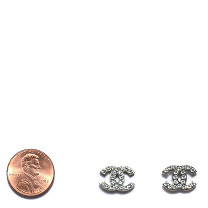 Chanel Crystal Timeless CC Earrings Silver 2 of 5