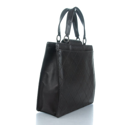 Chanel Lambskin Quilted Top Handle Bag Dark Brown 3 of 9