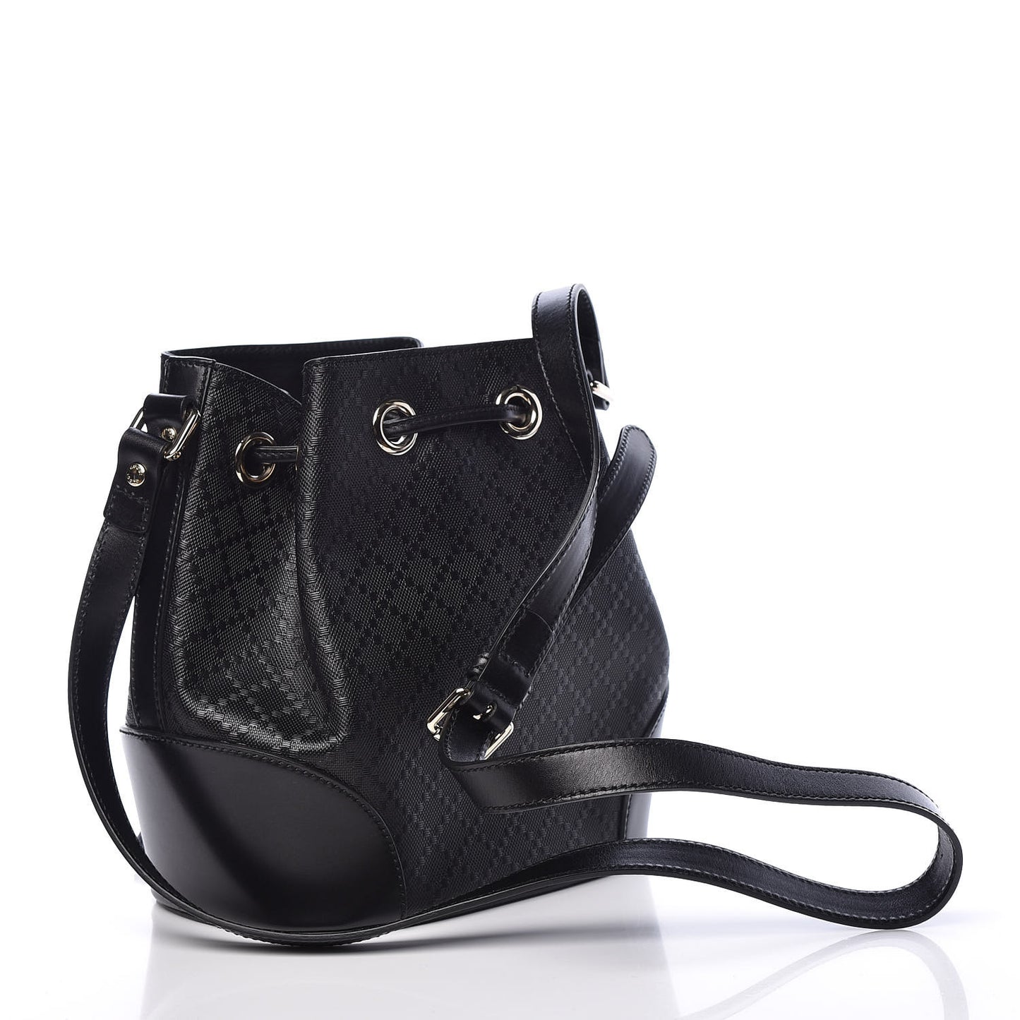 Bright Diamante Small Bucket Bag Black