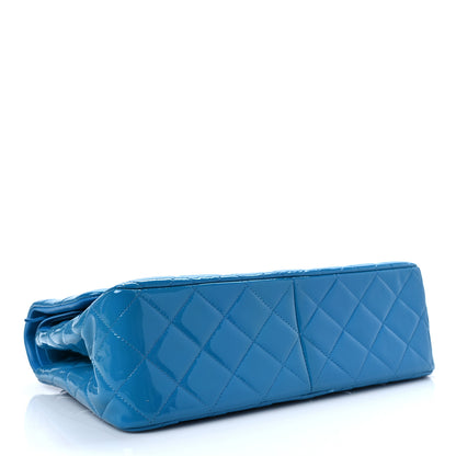 Chanel Patent Calfskin Quilted Jumbo Double Flap Turquoise 4 of 8