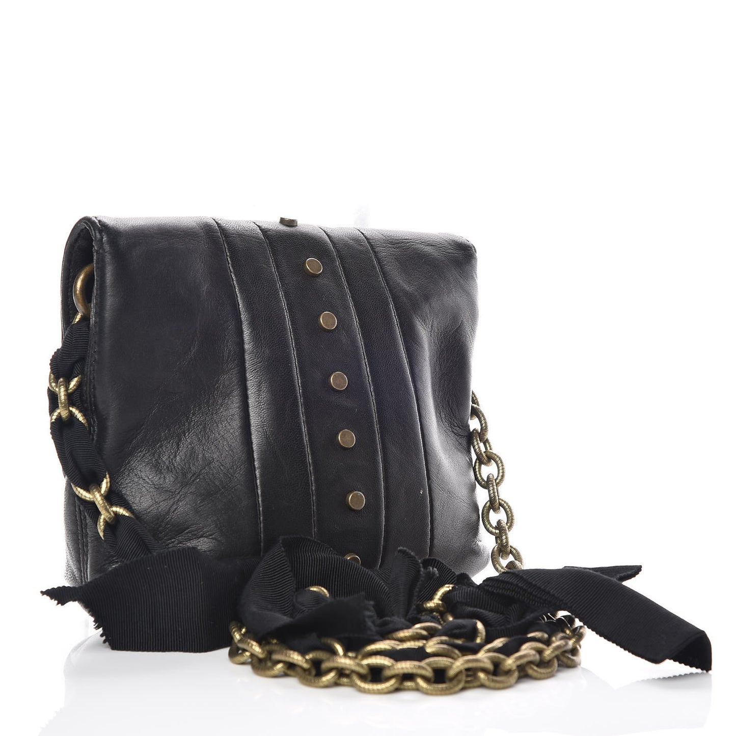 Lambskin Patchwork Studded Mini Happy Pop Crossbody Black