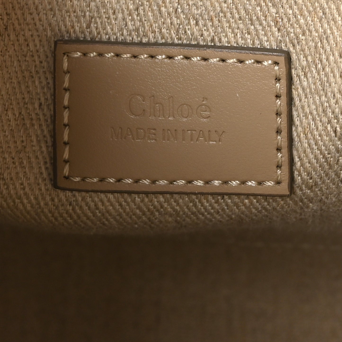 Linen Calfskin Small Woody Ribbon Tote With Strap Boyish Brown