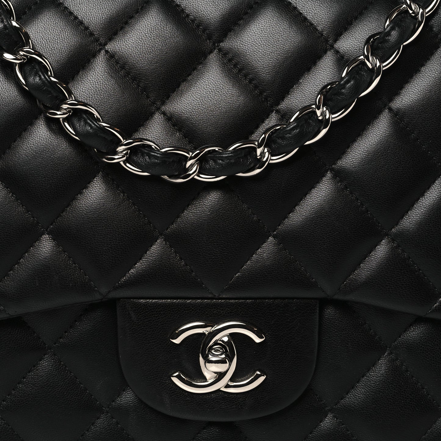 Lambskin Quilted Jumbo Single Flap Black
