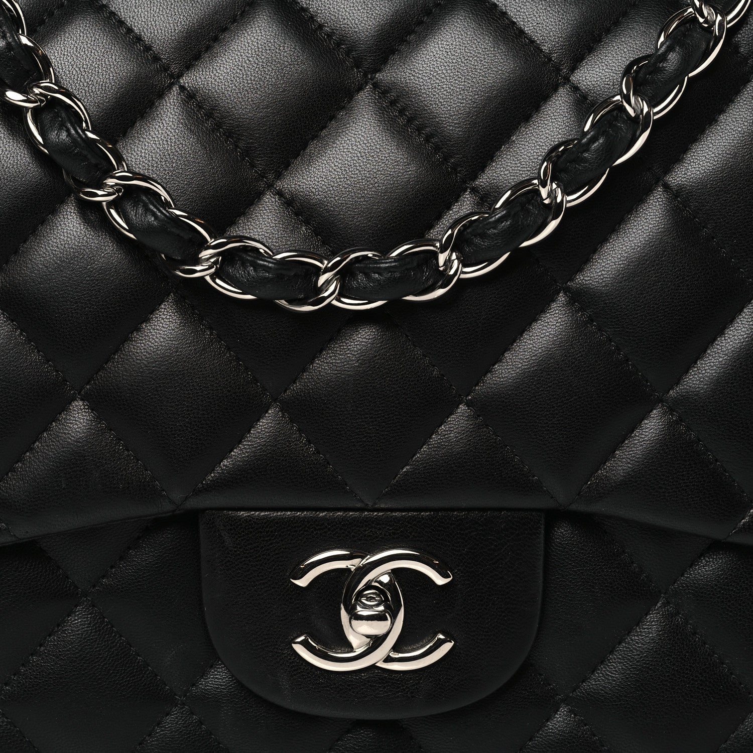 Chanel Lambskin Quilted Jumbo Single Flap Black 8 of 10