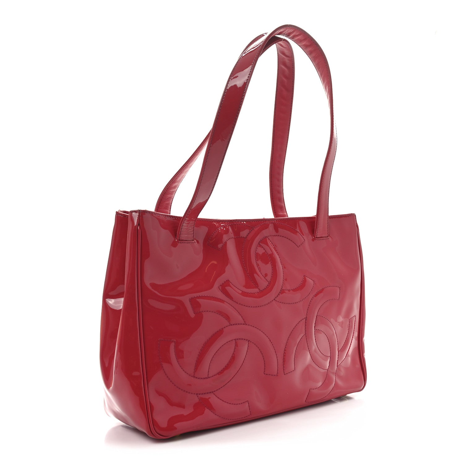 Chanel Patent CC Mini Tote Red 3 of 12