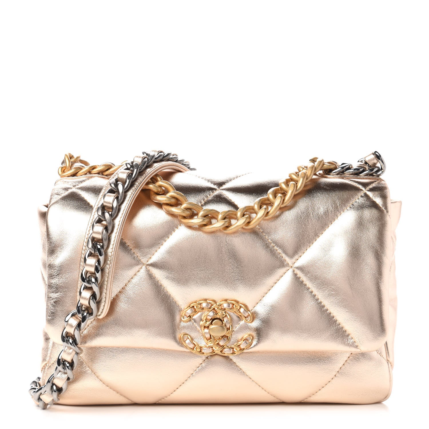 Chanel Metallic Lambskin Quilted Medium Chanel 19 Flap Gold 1 of 11