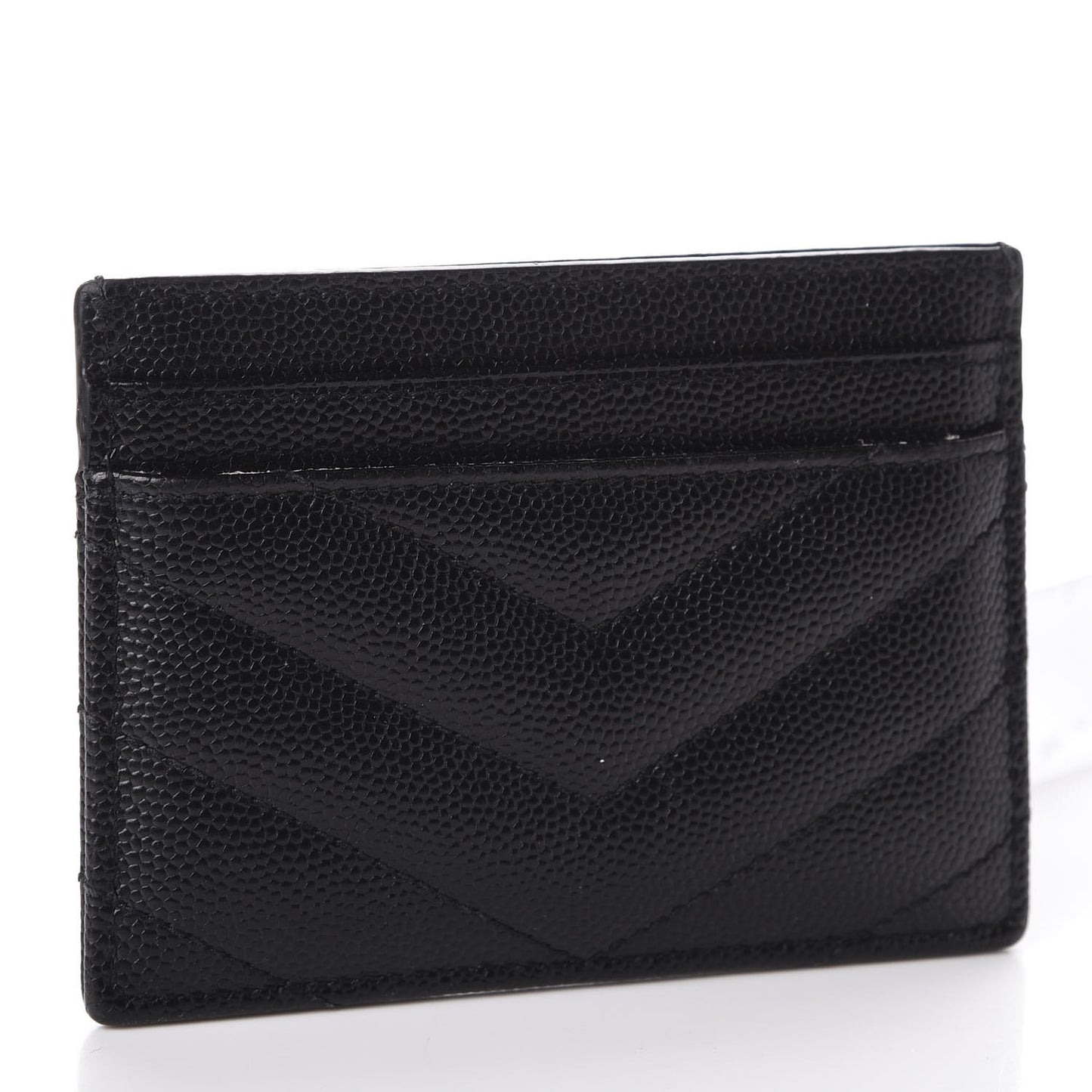 Grain De Poudre Matelasse Chevron Monogram Credit Card Case Black