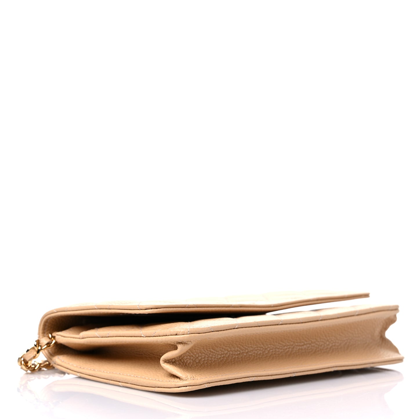 Caviar Quilted Wallet On Chain WOC Beige