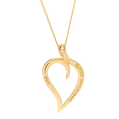 Tiffany 18K Yellow Gold Open Leaf Pendant Necklace 4 of 6