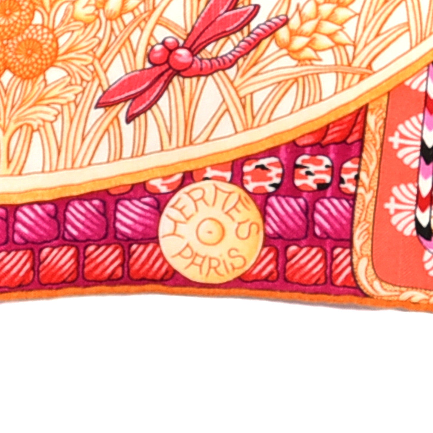 Hermes Cashmere Silk Parures De Samourais Shawl 140 Rose Indien Vert Corail 3 of 4