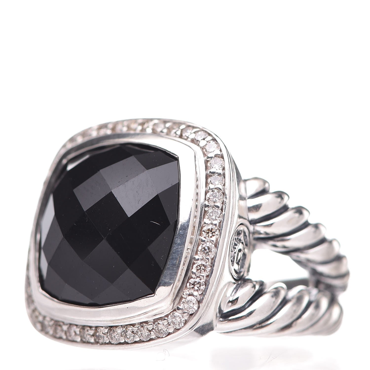 David Yurman Sterling Silver Diamond Black Onyx 14mm Albion Ring 50 5.25 3 of 6