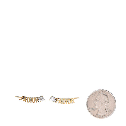 Christian Dior Metal Crystal J'Adior Earrings Aged Gold 2 of 4