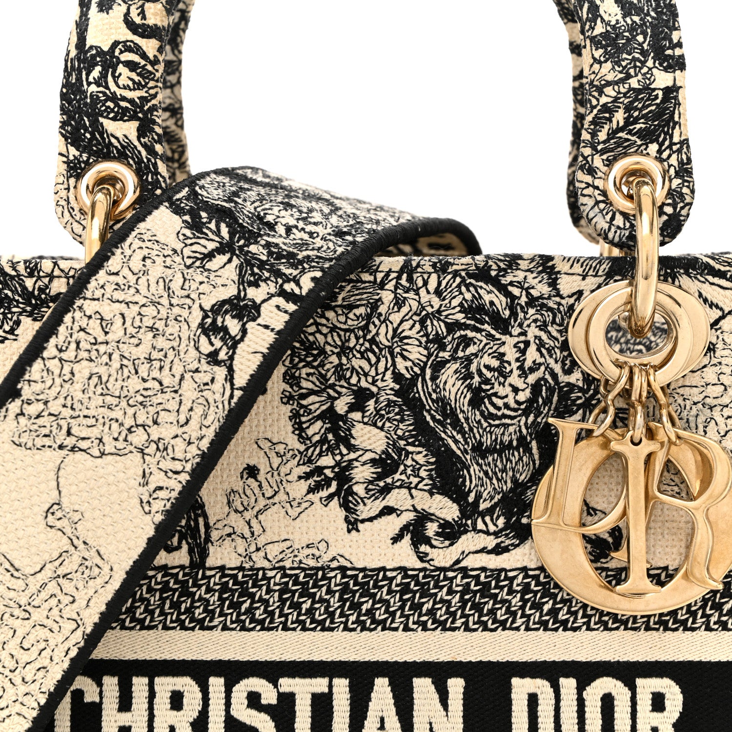 Christian Dior Canvas Embroidered Zodiac Toile De Jouy Medium Lady