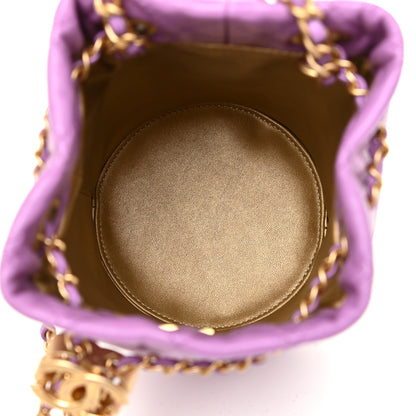 Chanel Lambskin Quilted Pearl Crush Drawstring Bag Purple 4 of 9
