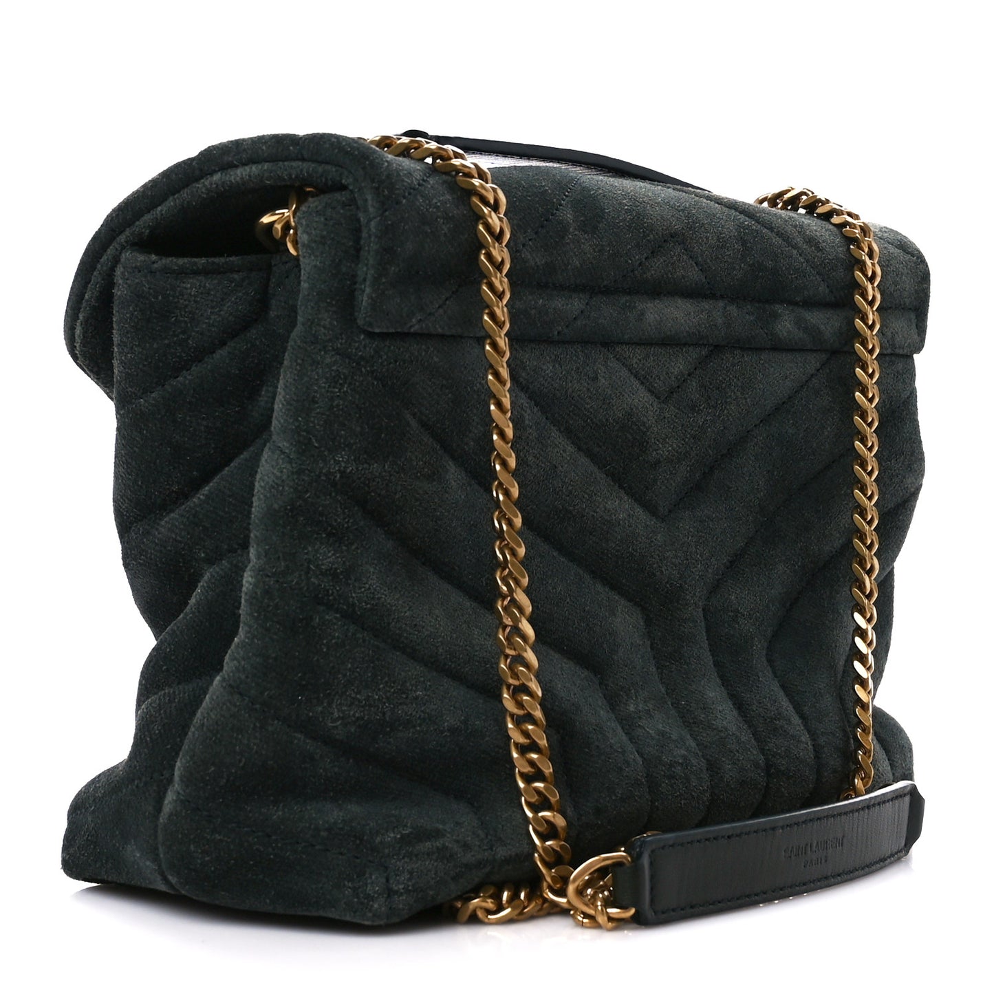 Suede Calfskin Y Quilted Monogram Small Loulou Chain Satchel Green