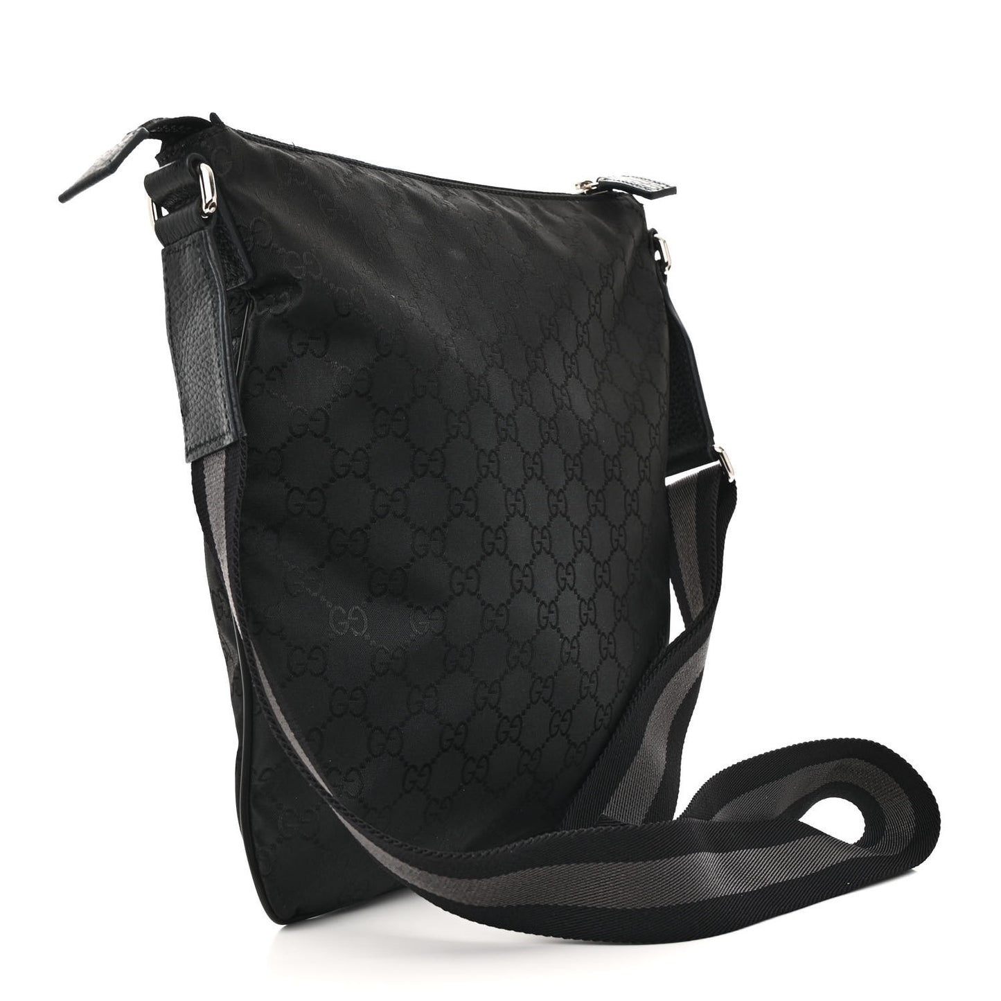 Nylon Monogram Small Flat Messenger Bag Black