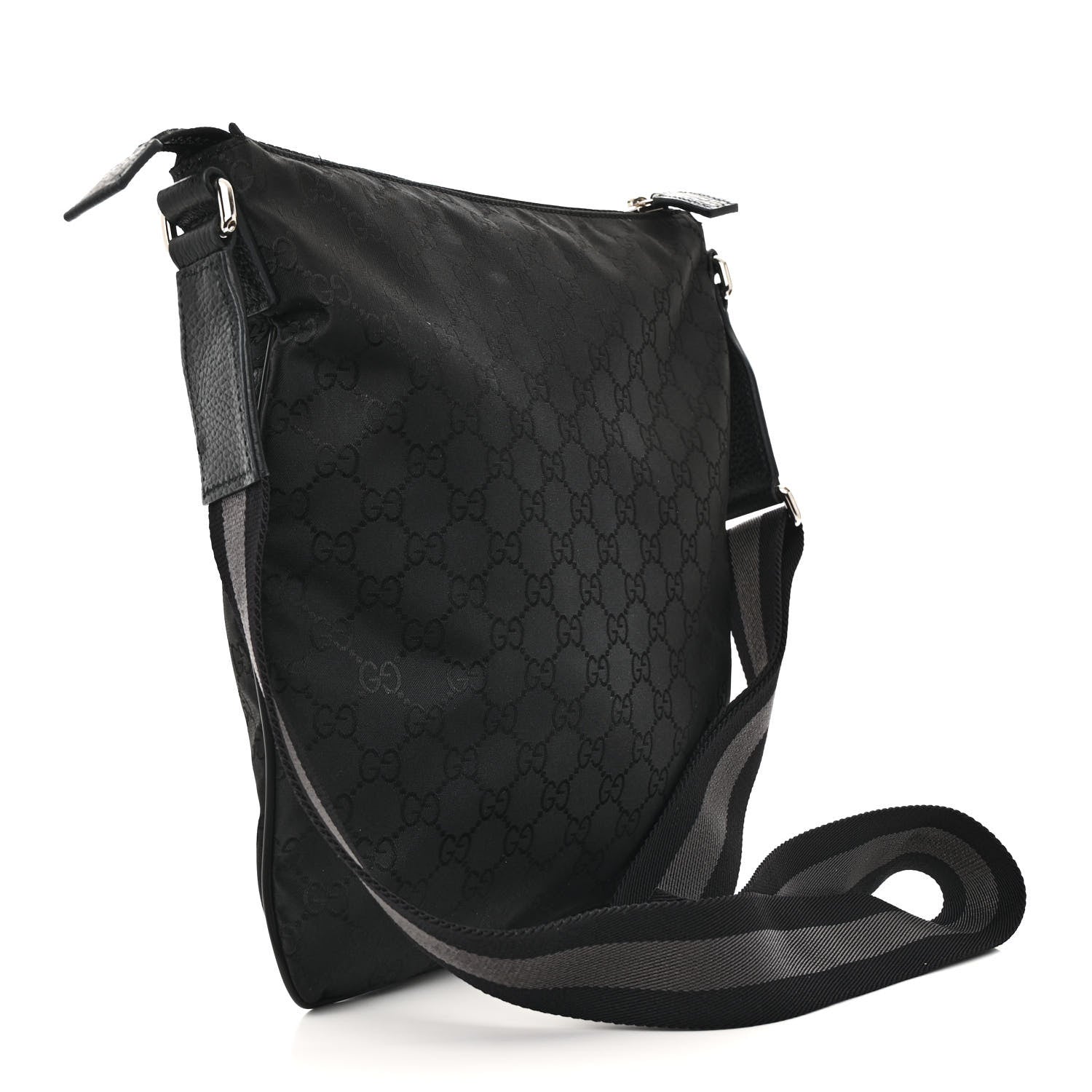 Gucci Nylon Monogram Small Flat Messenger Bag Black 3 of 15