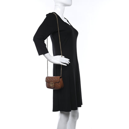 Gucci Azalea Calfskin Matelasse Diagonal Super Mini GG Marmont Shoulder Bag Cuir 2 of 10