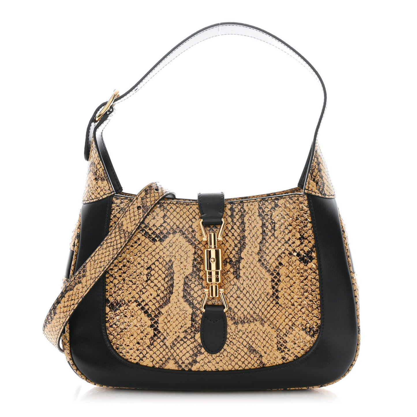 Snakeskin Calfskin Small Jackie 1961 Hobo Beige Black