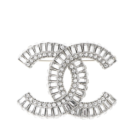Chanel Baguette Crystal CC Brooch Silver 1 of 5