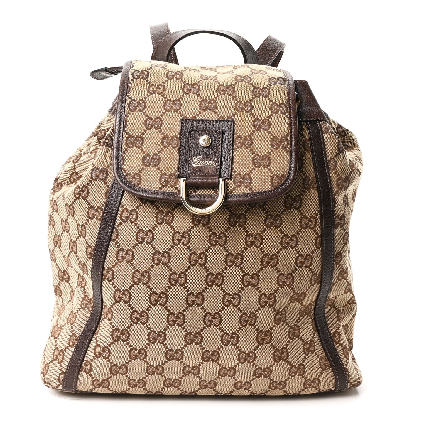 GG Monogram Flap Backpack Brown