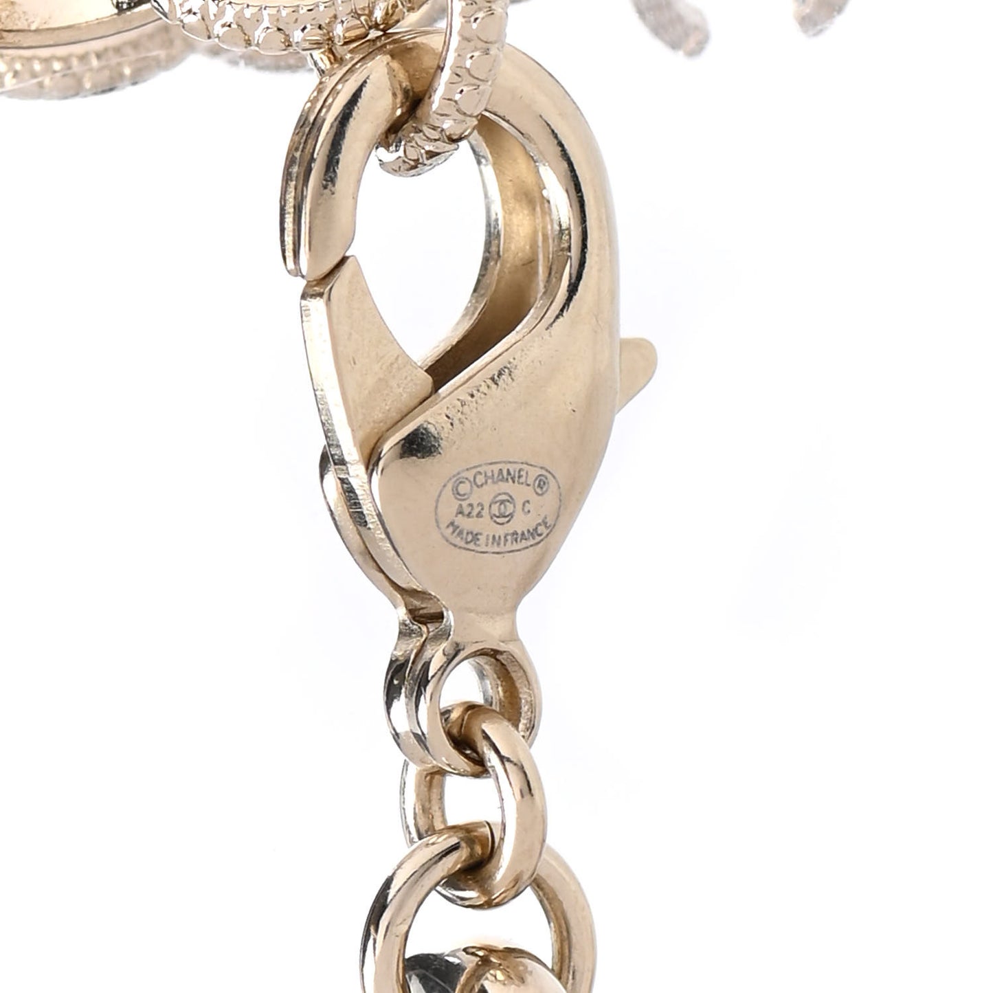 Metal Glass Pearl Strass CC Pendant Necklace Pink Gold