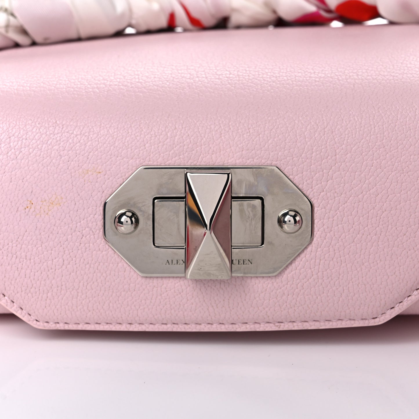 Calfskin Silk Scarf Box Shoulder Bag 16 Baby Pink Ivory