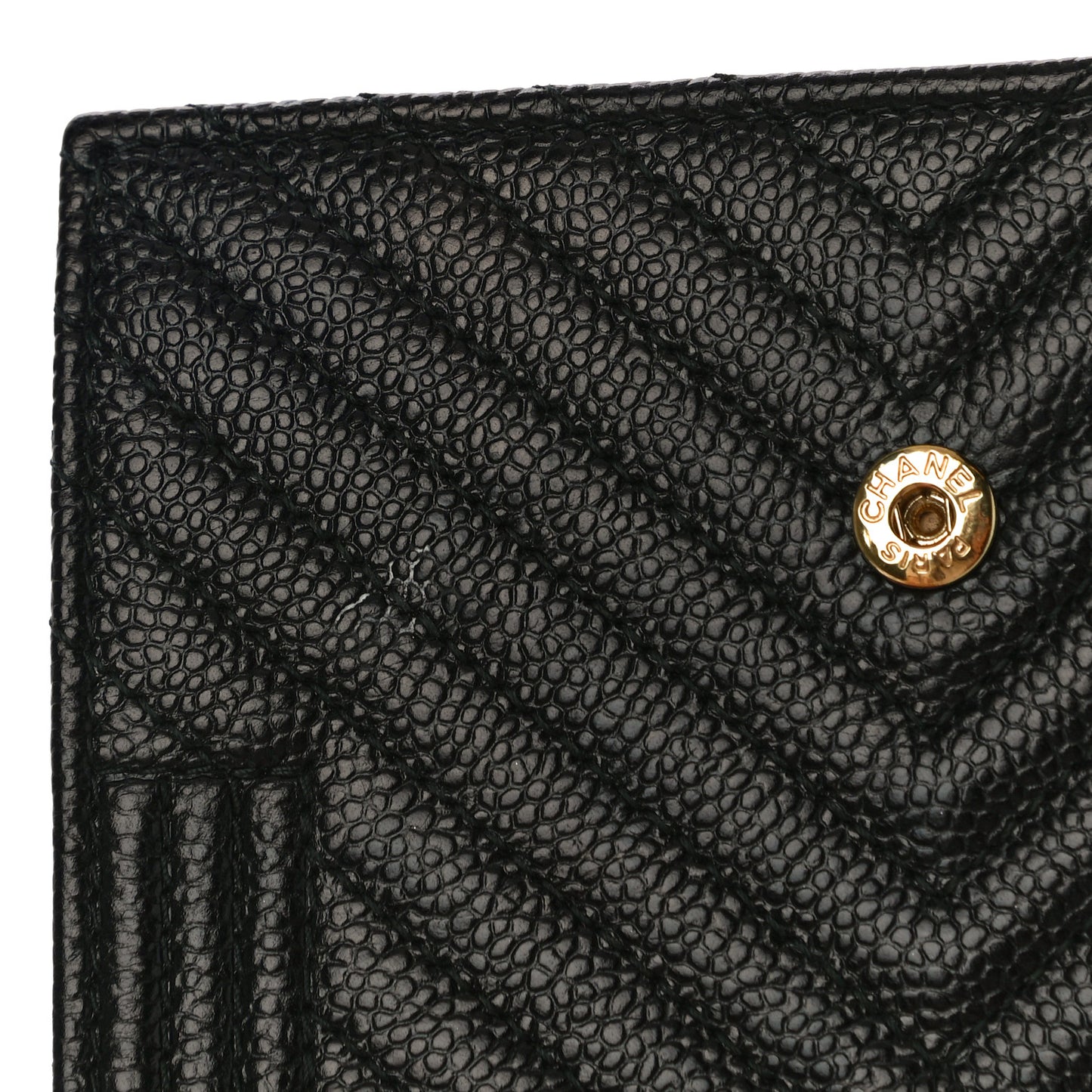 Caviar Chevron Quilted Boy Compact Wallet Black