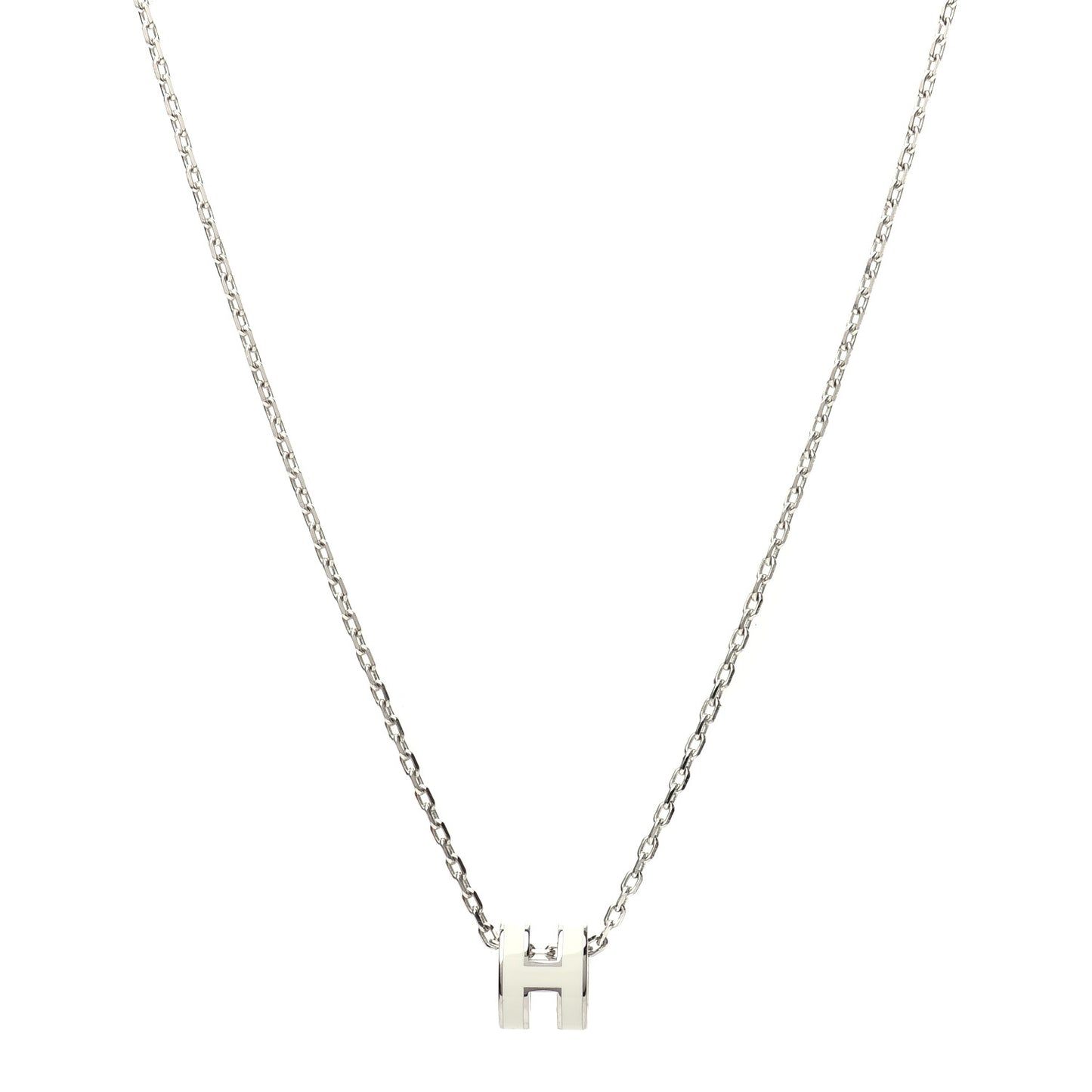 Lacquered Palladium Mini Pop H Pendant Necklace White