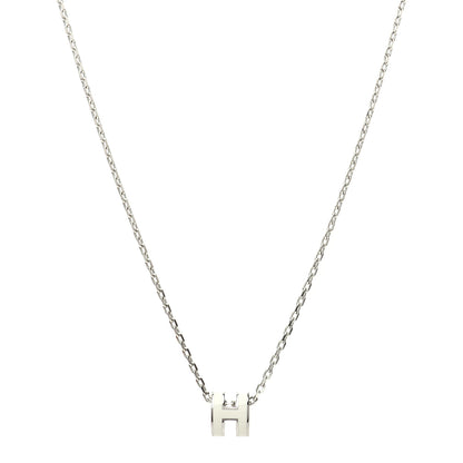 Hermes Lacquered Palladium Mini Pop H Pendant Necklace White 1 of 6