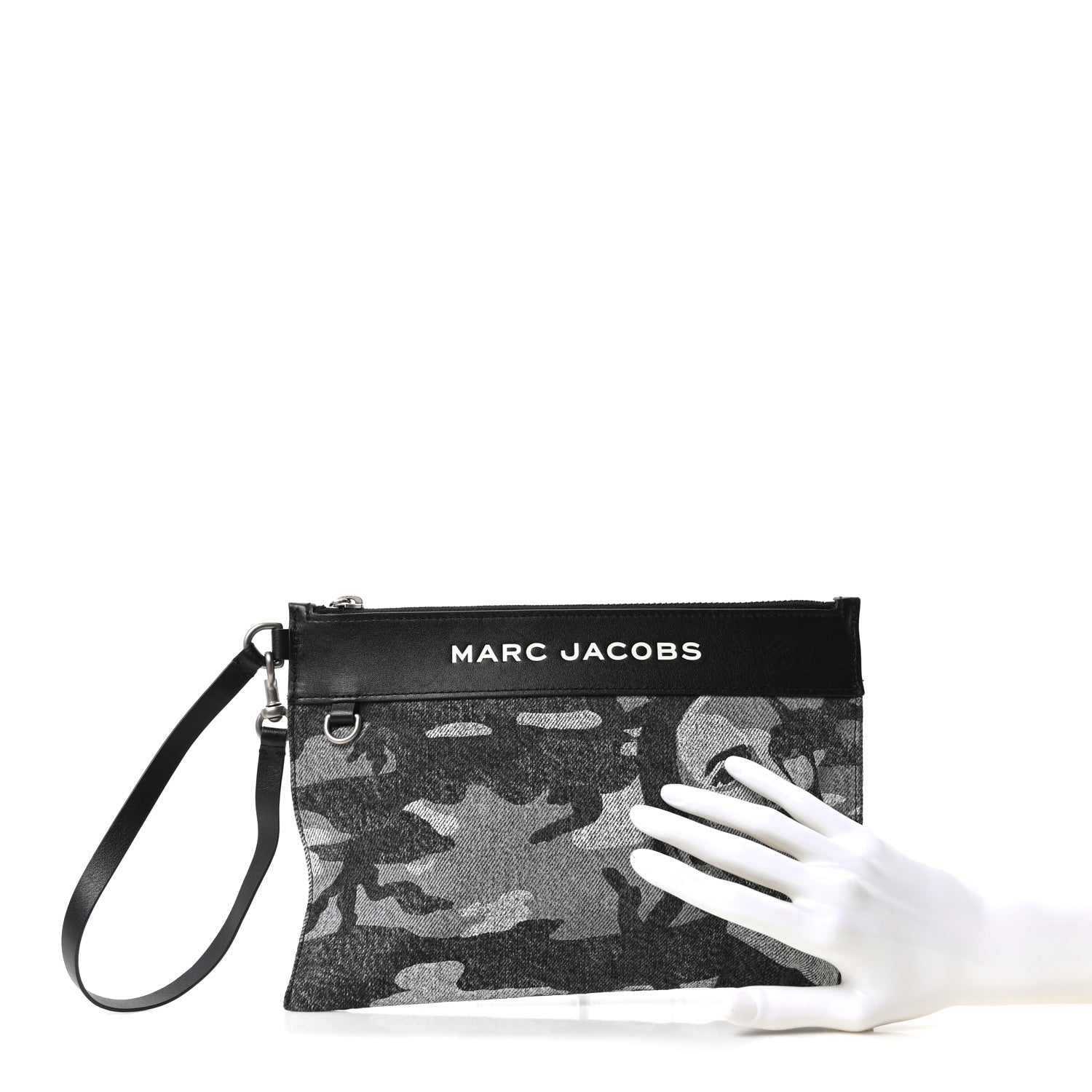 Marc Jacobs Denim Camo XL The Sack Flat Pouch Grey 2 of 9
