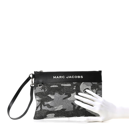 Marc Jacobs Denim Camo XL The Sack Flat Pouch Grey 2 of 9