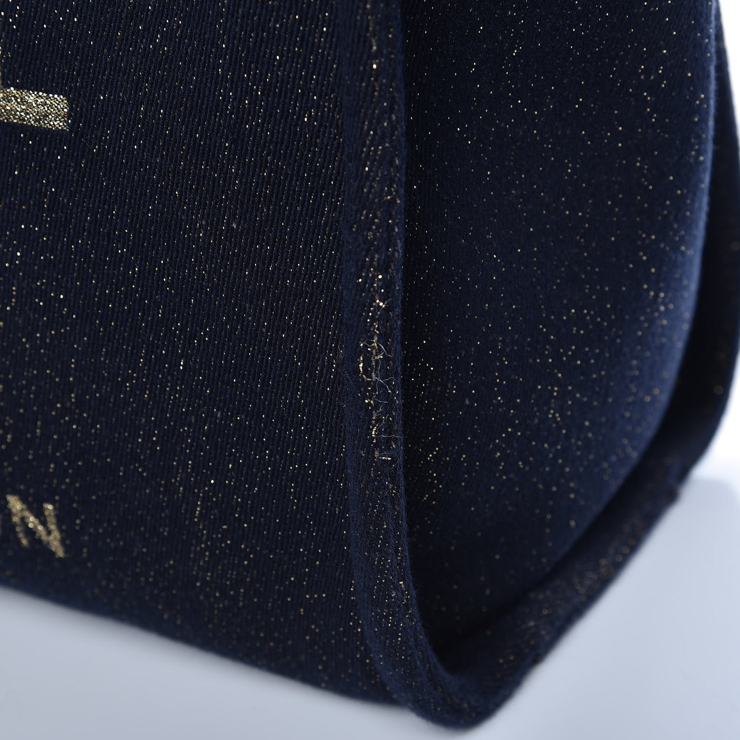 Lurex Canvas Small Deauville Tote Navy Blue Gold