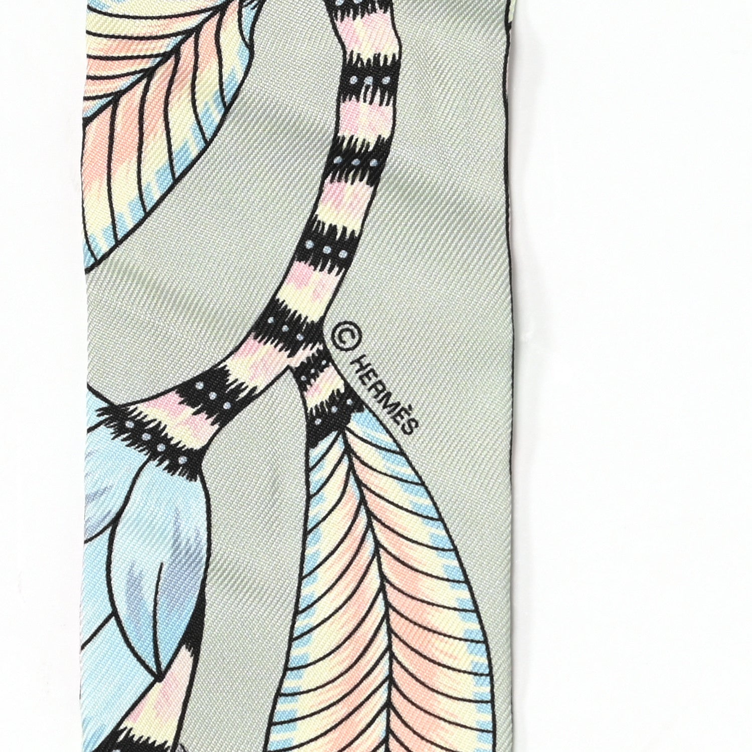 Hermes Silk The Savana Dance Twilly Vert Amande Rose 3 of 4
