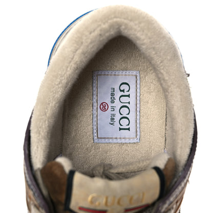 Gucci Suede Calfskin Tejus Printed Womens Ultrapace Sneakers 36 Natural Ardesia Neon Yellow 7 of 9