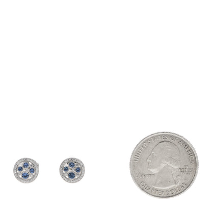Tiffany Platinum Diamond Blue Sapphire Cobblestone Stud Earrings 2 of 6