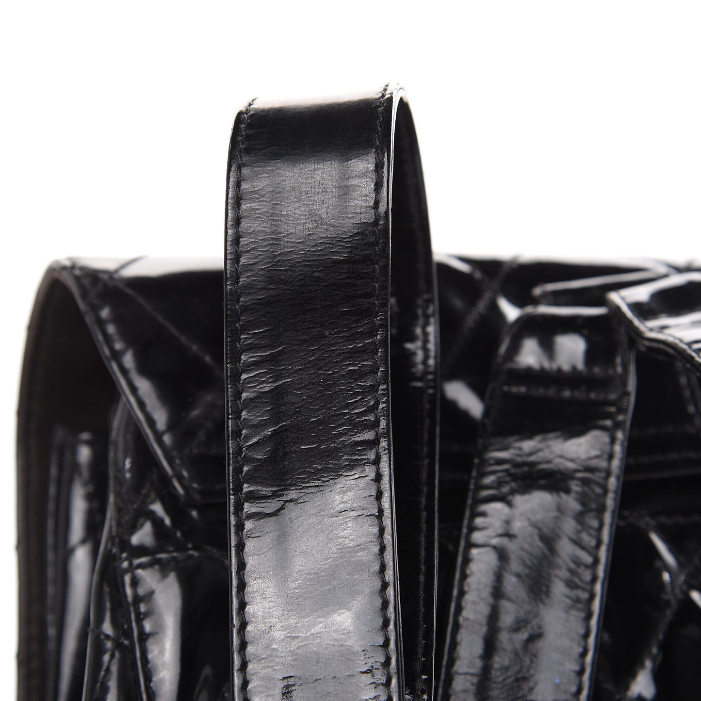 Patent Quilted Backpack Black
