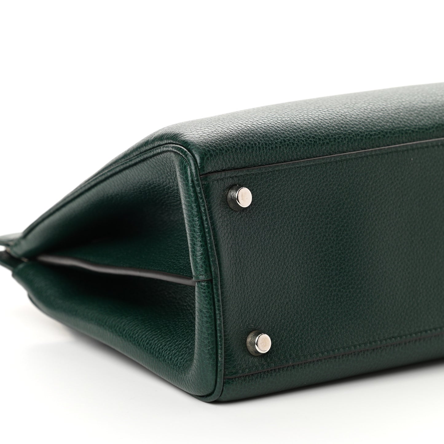 Grainy Calfskin Small Zumi Top Handle Bag Vintage Green