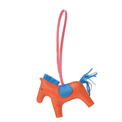 Hermes Milo Lambskin Grigri Rodeo Horse Bag Charm MM Orange Poppy Bleu Izmir Rose Azalee 1 of 4